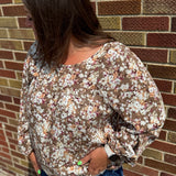 Plus Woven Floral Long Sleeve