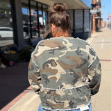 Camo Printed Tiered Ruffled Top