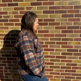 Mock Neck Button Down Plaid Shirt