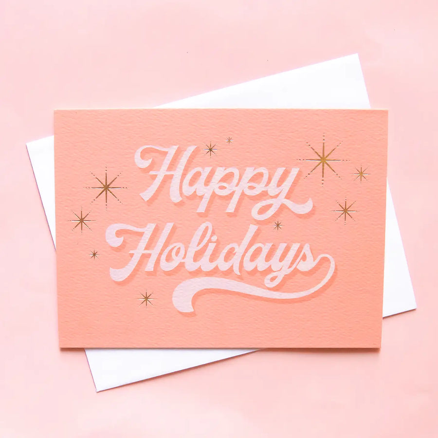 Happy Holidays Peach Card