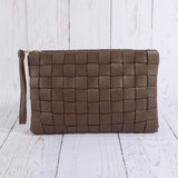 Woven Vegan Leather Wristlet