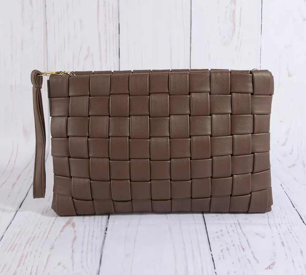 Woven Vegan Leather Wristlet