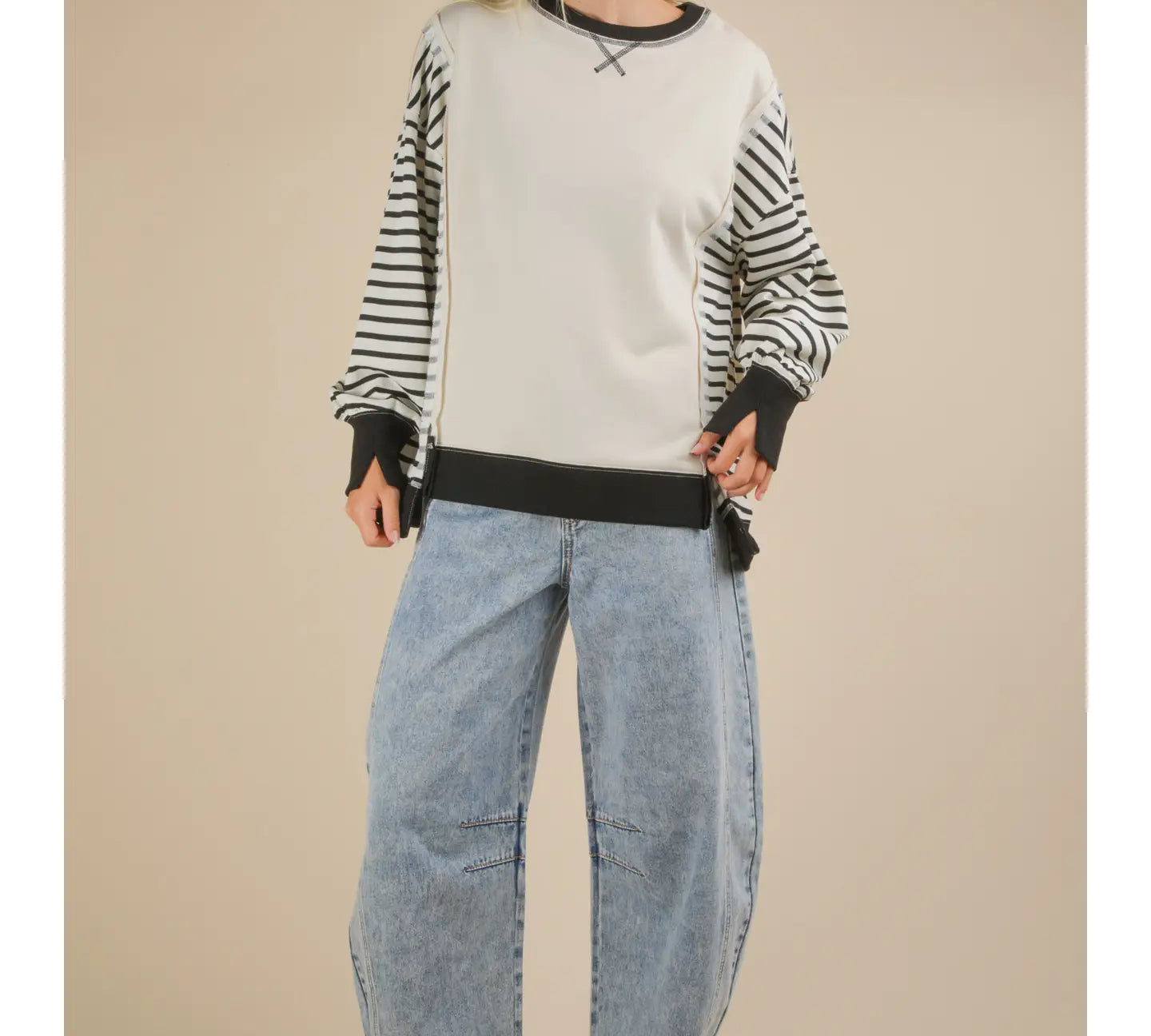 Oversized Striped Casual Knit Top