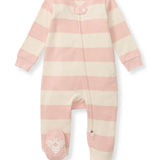 Infant Pink Rugby Stripe Cotton Footie Pajama