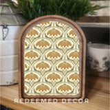 Arch Top Golden Floral Print Sign 6x8"