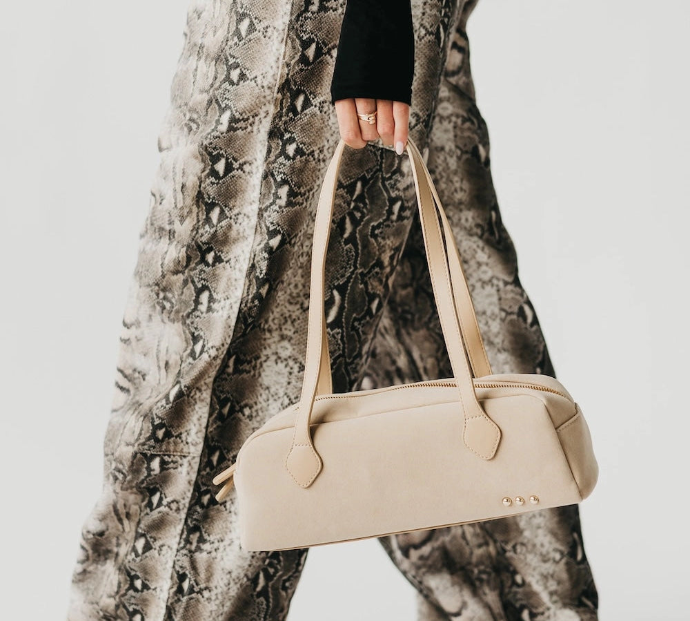 Sally Suede Barrel Shoulder Bag