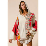 Mixed Floral Print Knit Hoodie