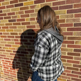 Zip Up Plaid Hoodie Shacket