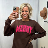 Outline Puff Print Merry Crewneck