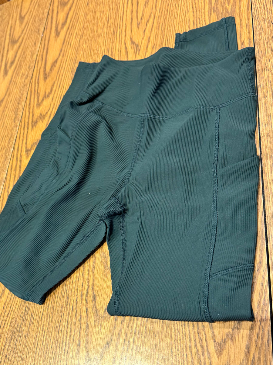 Nylon Ribbed Leggings w/Side Pocket