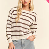 Plus Striped Crew Neck Knit Sweater