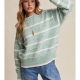 Striped Open Stitch Pullover Sweater