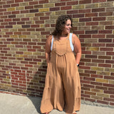 Plus Wide Leg Overall Jumpsuit