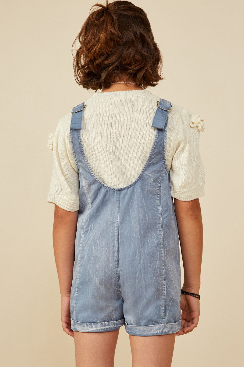 Girls Washed Patch Pocket Romper