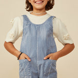 Girls Washed Patch Pocket Romper