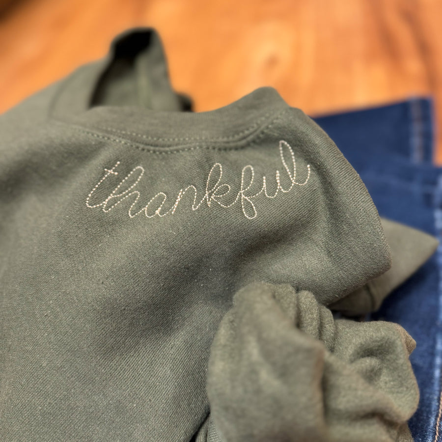 Thankful Embroidered Crewneck