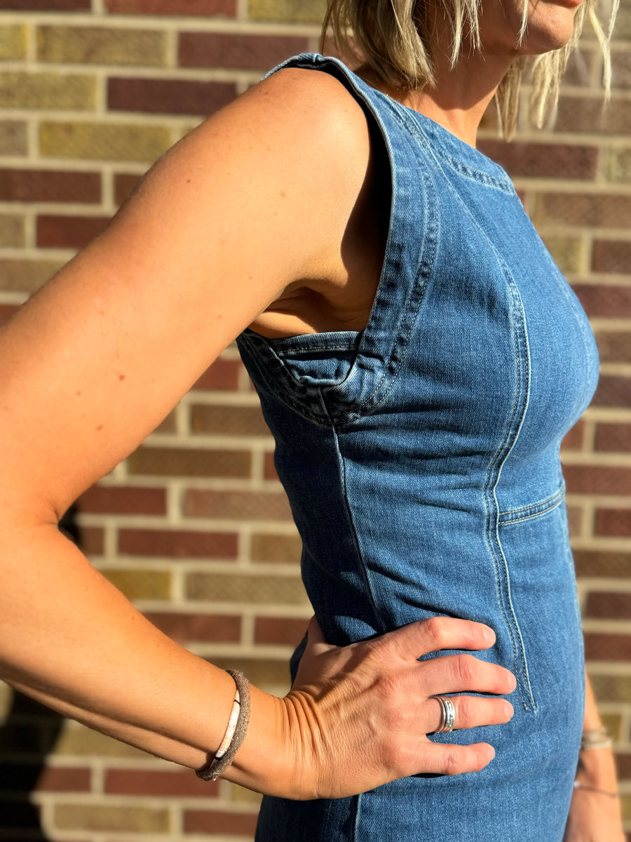 Sleeveless Denim Midi Dress