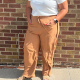 Plus Relaxed Stripe Barrel Pants w/Pockets
