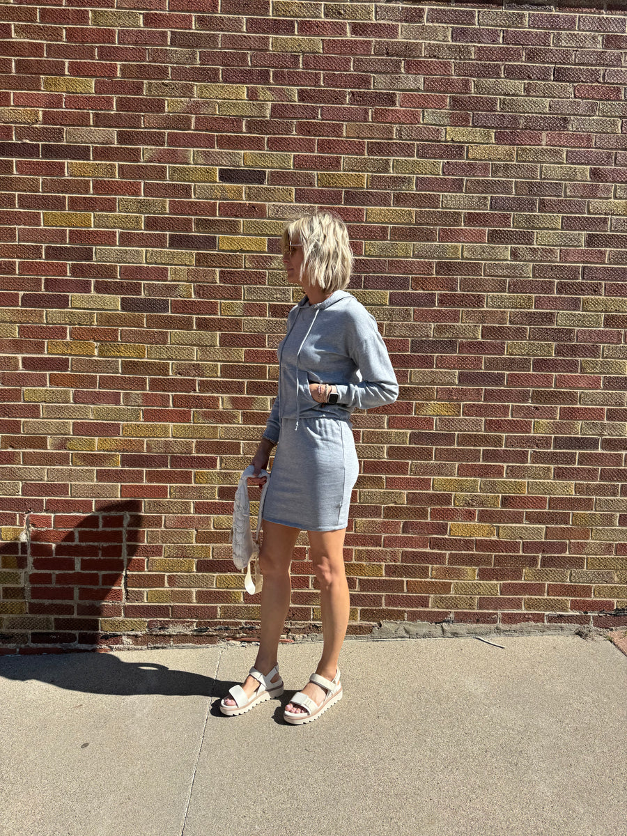 Solid Hoodie Midi Dress
