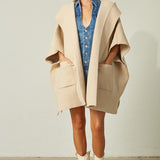 Oversized Hooded Knit Poncho
