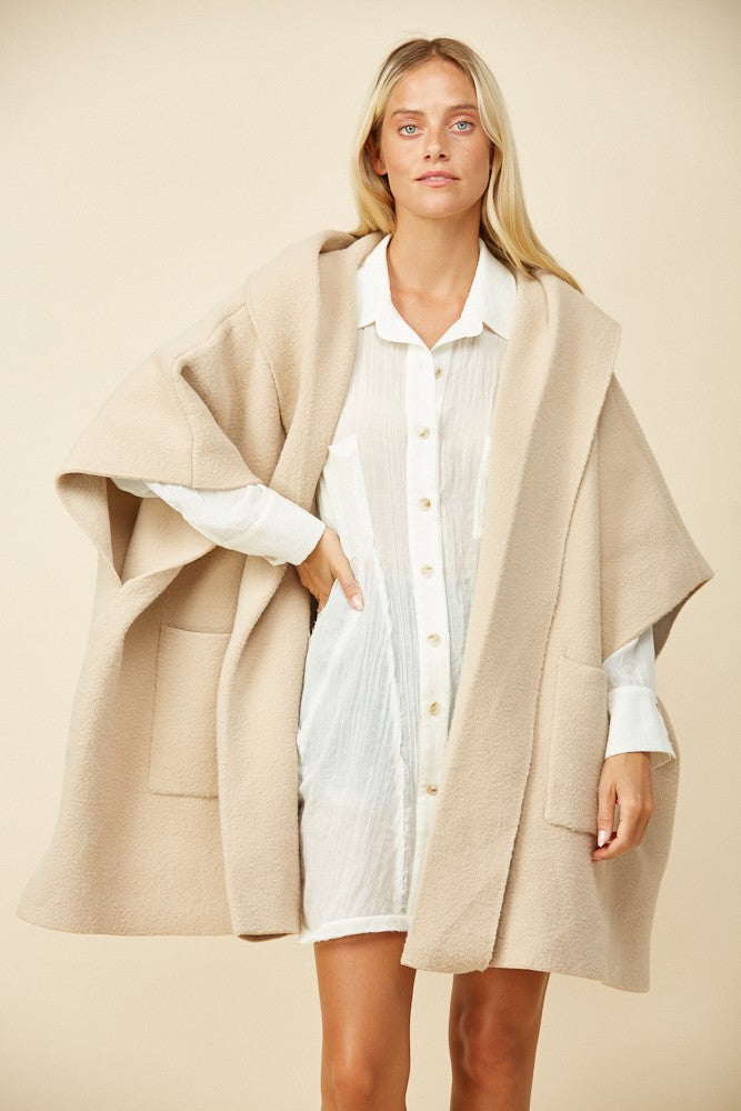 Oversized Hooded Knit Poncho