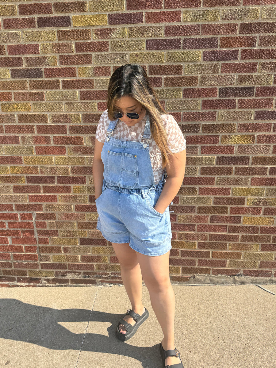 Side Tie Short Overalls