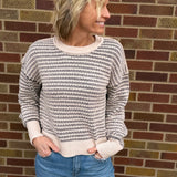 Two Tone Textured Sweater Top