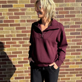 Modal Poly Quarter Zip Funnel Neck Pullover