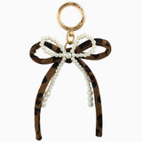 Leopard Pearl Bow Bag Charm