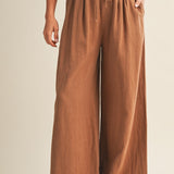 Gathered Drawstring Wide Leg Trouser