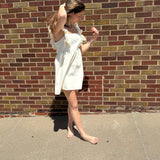 Ruffle Sleeve Twill Dress