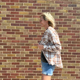 Round Hem Plaid Button Down Shirt w/Front Pocket