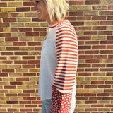 Oversized Floral & Stripe Knit Top