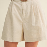 High Rise Pleated Shorts w/Belt