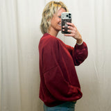 Solid Drop Shoulder Crew Neck Sweatshirt