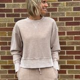 Luxe Corded Cropped w/Side Slit Crew