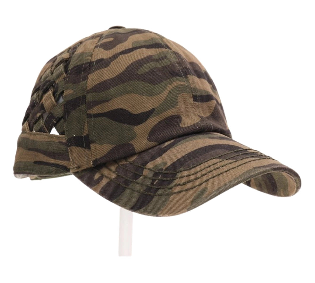 Basket Woven Criss Cross Pony Cap