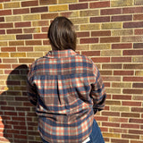 Mock Neck Button Down Plaid Shirt