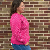 Textured Raglan Balloon Sleeve Pullover
