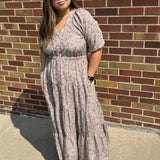 Taupe Floral Maxi Dress