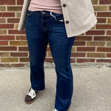 Mid Rise Raw Hem Kick Flare Vervet Jeans
