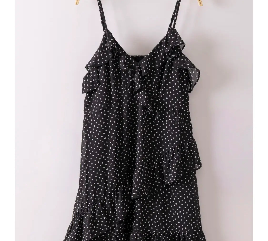 Ruffled Dotted Mini Dress