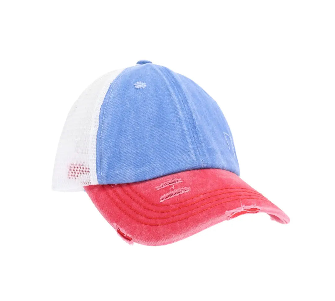 CC Tri Color Stone Washed High Pony Cap