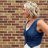 Crop Denim Risen Vest