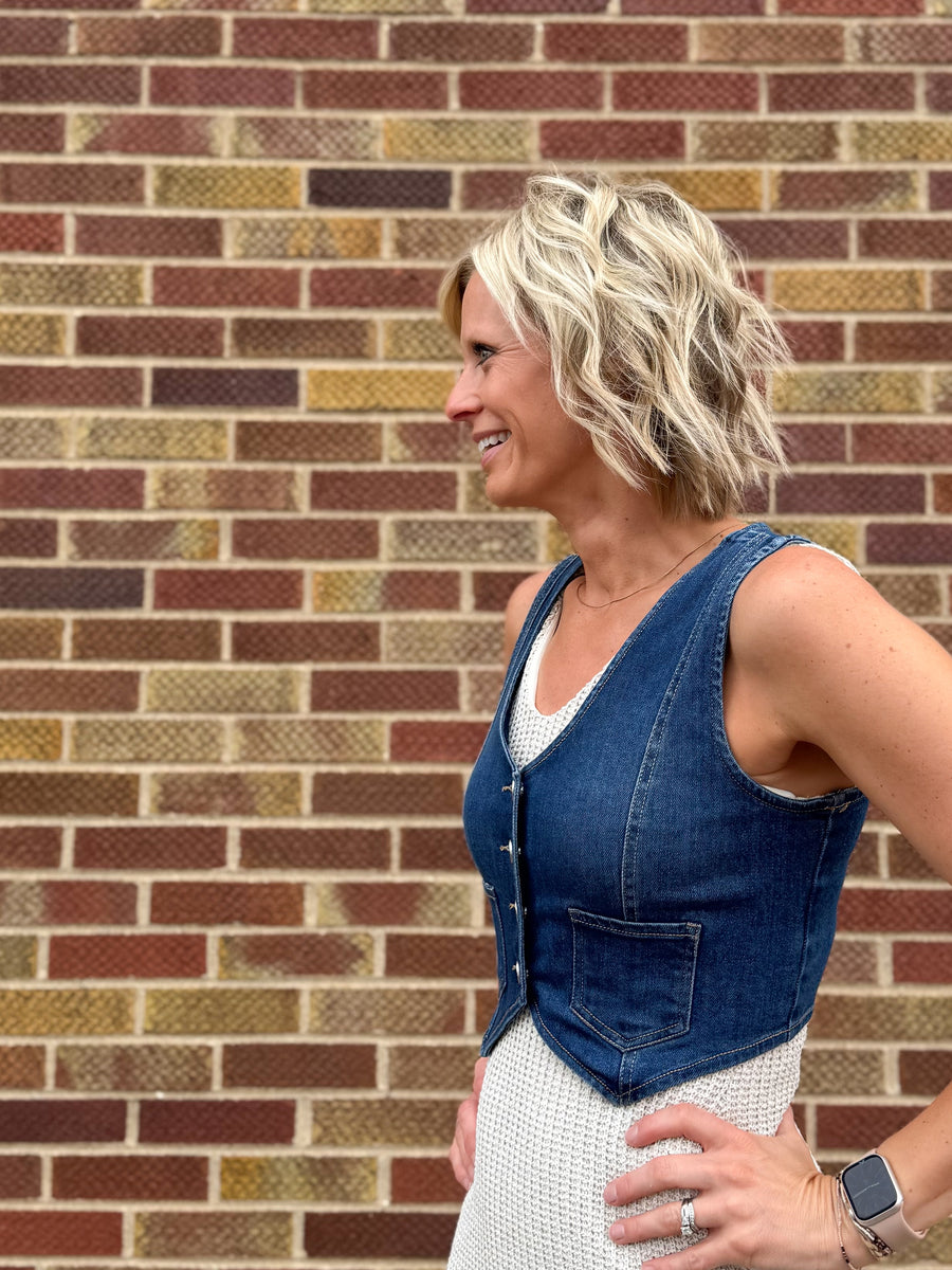 Crop Denim Risen Vest