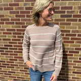 Striped Stitch Textured Pullover Sweater