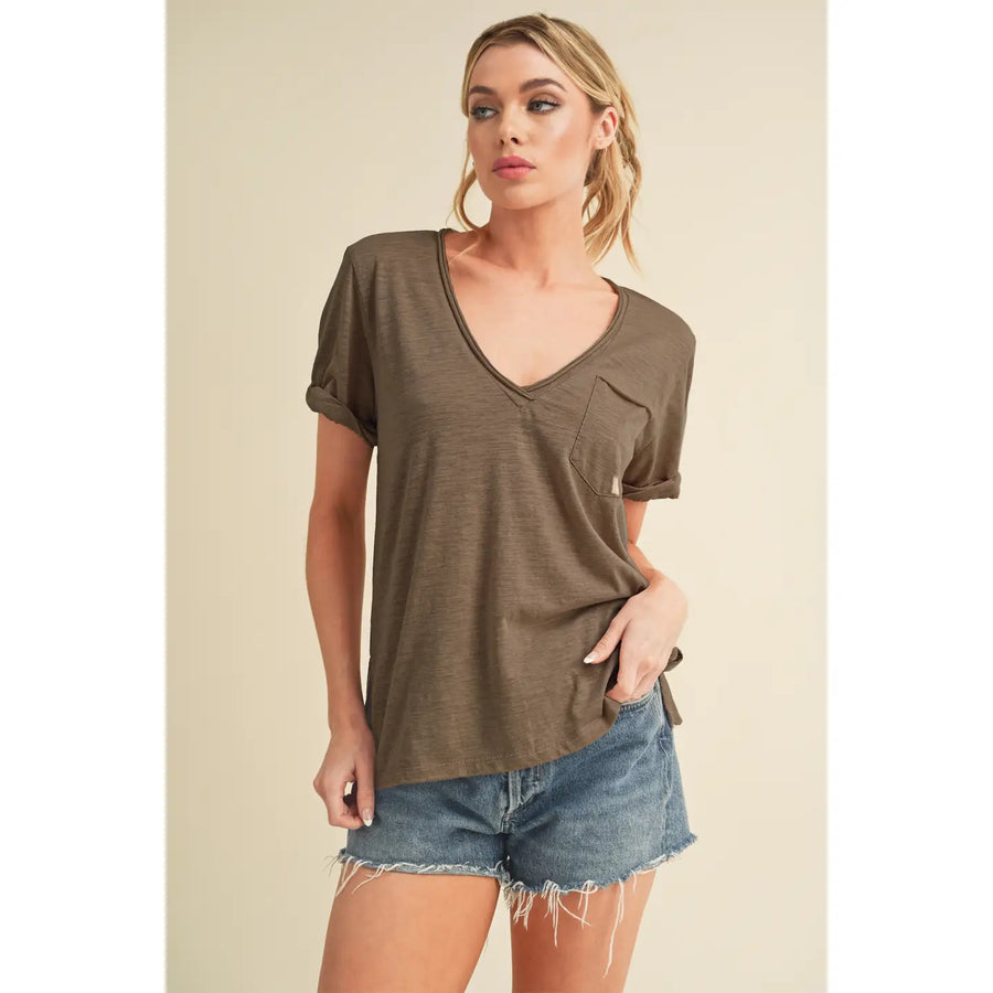 Zoie V-Neck Short Sleeve Top