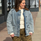 Plus Leopard Denim Pants