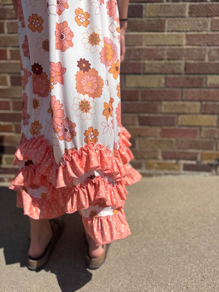 Girls Tiered Terra Cotta Dress