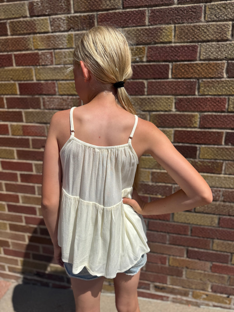 Girls Crochet Paneled Babydoll Tank